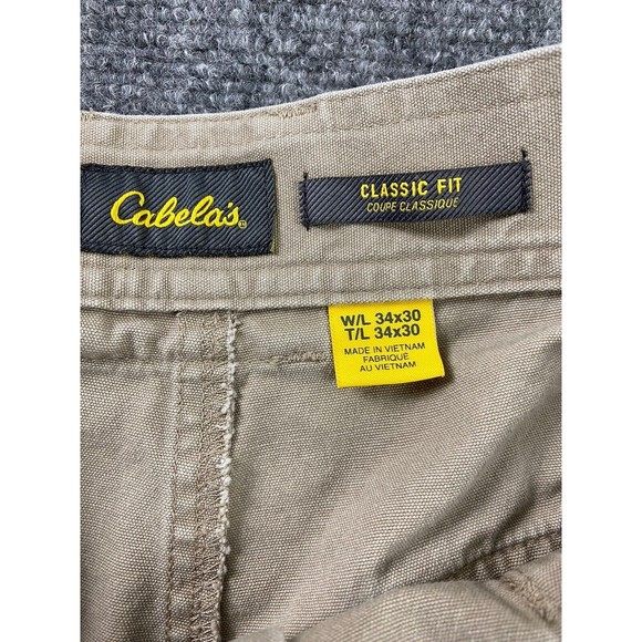 Cabela Cargo Pants Mens 34x30‎ Tan Utility Workwear Pockets Rugged Outdoors - Picture 5 of 12